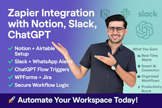 integrate zapier with notion, airtable, slack, chatgpt, whatsapp, wpforms, jira