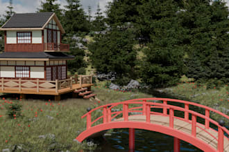 3d japanese style environment design
