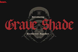make a logo in old english, blackletter calligraphic font with source file