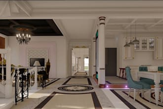 renovate 3d contemporary interior design,interior mockup,dinner setup,skp render
