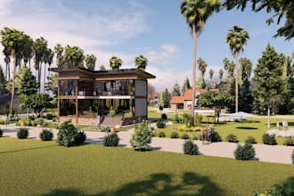 revit 3d elevated home,townhouse rendering,sunroom,3d village condos,courtyards