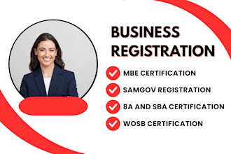 help you with mbe certification 8a wosb, dbe, sba vosb edwosb and samgov