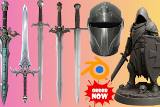 create  3d printable swords, helmets, armor and cosplay weapons, 3d printing