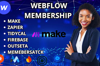 integrate webflow membership with memberstack, outseta, tidycal, firebase zapier