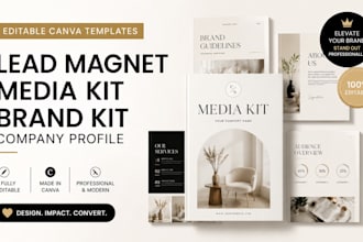 design lead magnet media kit,brand kit,editable canva company profile template