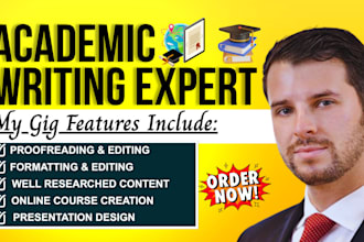 do expert academic research, ebook design, online course creation, presentation