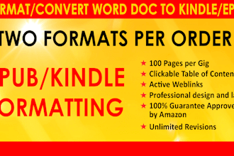 do ebook formatting, ebook format for kindle and epub