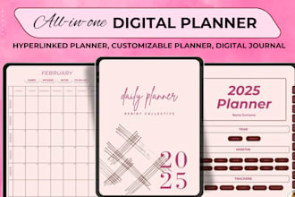 design etsy digital planner printable digital journal design hyperlinked planner