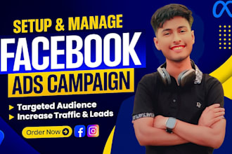 setup,manage facebook ads campaign professionally