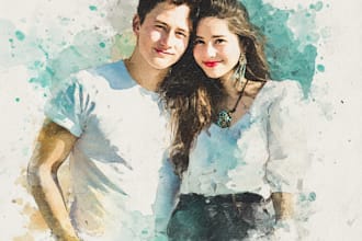 make a couples watercolor portrait