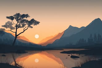 draw landscape nature minimalist poster vector