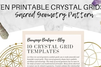create sacred symbol templates, printables and crystal grid for healing