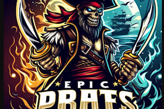 make an epic skull pirates mascot gaming logo