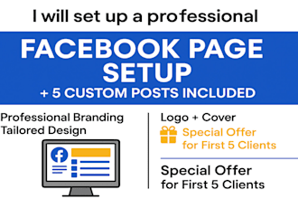 set up a professional facebook page and design 5 custom post