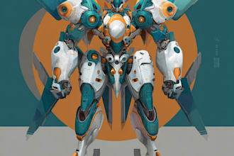 draw mecha robot character sheet design