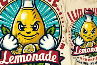 design high quality mango lemonade juice mascot logo with t shirt design