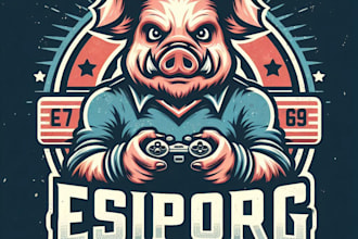 design high quality vintage pig esport mascot logo  t shirt design