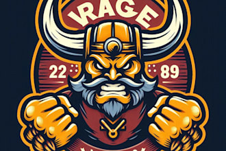 design high quality vintage rage horn mascot logo with t shirt design
