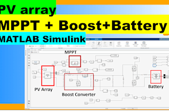 simulate solar pv mppt boost converter with battery in matlab simulink