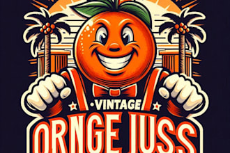 design high quality vintage orange juss mascot logo  t shirt design