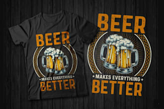 do retro hand drawn pub beer t shirt logo