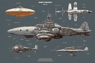 draw spaceship concept art or design a starship or sci fi vehicle
