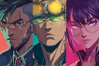 draw cyberpunk pop art anime characters