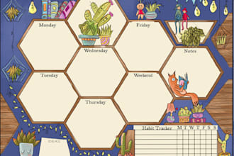 design custom illustrated weekly planner pages