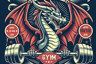 design high quality vintage gym dragon mascot logo t shirt design