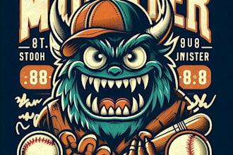 design high quality vintage monster mascot logo t shirt design