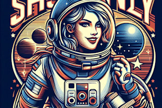 design vintage vintage galaxy astronaut sport mascot logo  t shirt design