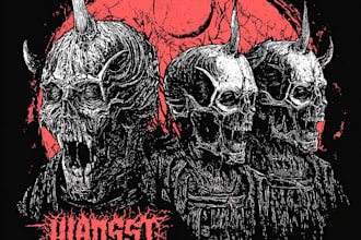 do an brutal, dark, horror, metal art illustration
