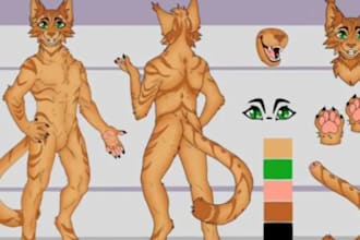 furry reference sheet fursona character design furry nsfw anime nsfw vrchat