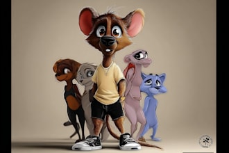 draw children or animal cartoon illustration