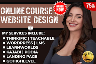 create online course website in thinkific teachable learnworlds or wordpress lms