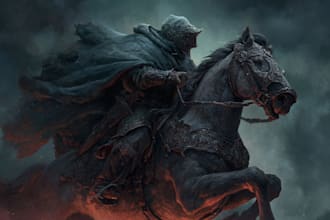 create dark art medieval detailed hand drawn illustration