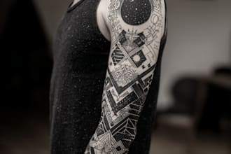 create sleeve tattoo design in geometric style