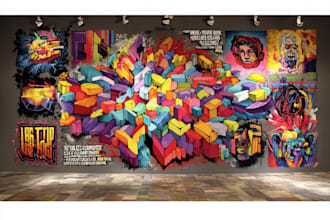 illustrate amazing custom graffiti, wall arts or murals