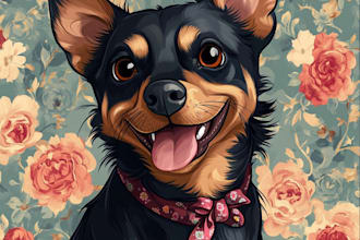 draw cute cartoon pet portrait