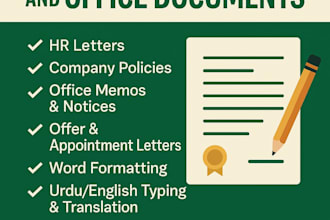 create professional HR letters, policies, and office documents