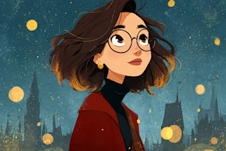draw a magical illustration, cartoon, and portrait illustration in disney style