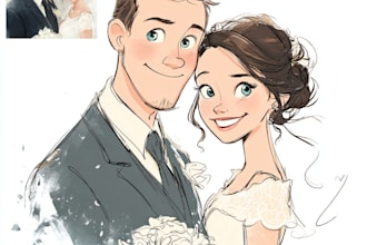 draw disney cartoon couple portrait