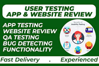 do user testing usability testing,  app website audit UI UX test