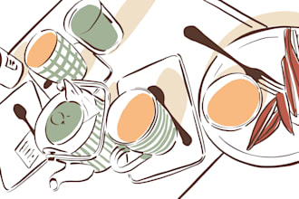 create custom food lifestyle illustrations