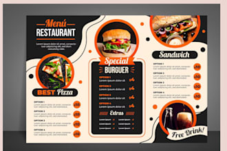 design modern menu digital menu bifold trifold brochure food restaurant menu