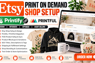do etsy print on demand shop integrate printify printful etsy pod shop design