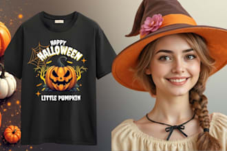 create a custom fall, baby scary halloween tshirt design