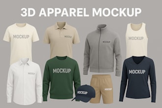design all typse of apparels into 3d mockups