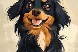 draw cute line art pet dog cat portrait, gift, logo, tatoo