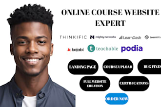 design lms website on learnworlds, learndash, podia, thinkific, masterstudy